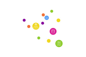Digital png illustration of colourful digital icons symbols on transparent background