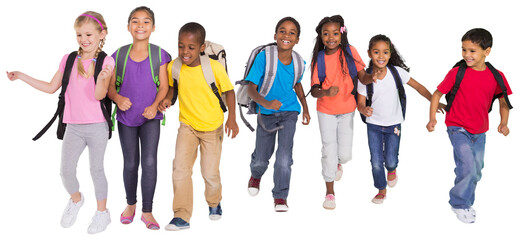 Digital png photo of happy diverse school children on transparent background