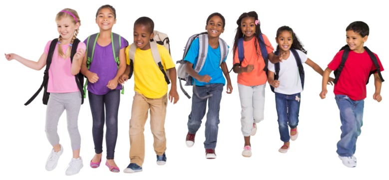 Digital png photo of happy diverse school children on transparent background