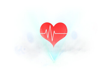 Digital png illustration of red heart with heartbeat on transparent background