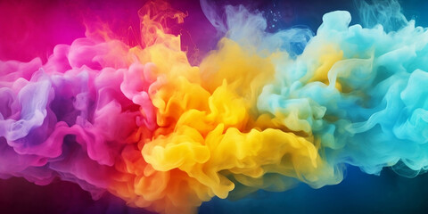 Fototapeta na wymiar Color paint cloud of liquid splash ink. A colorful abstract blend of liquid colors and ink drops. Artistic background. Generated AI.