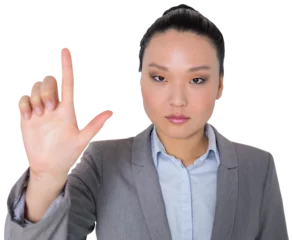 Crédence de cuisine en verre imprimé Lieux asiatiques Digital png photo of asian businesswoman pointing with finger on transparent background