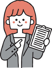 資料を見せる女性