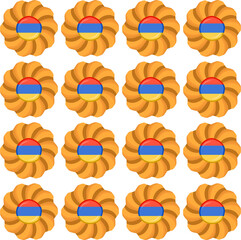 Pattern cookie with flag country Armenia in tasty biscuit