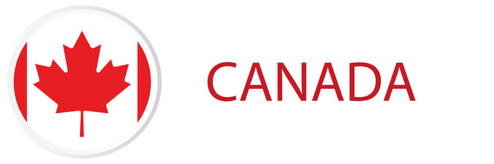 Canada flag in web button, button icons.
