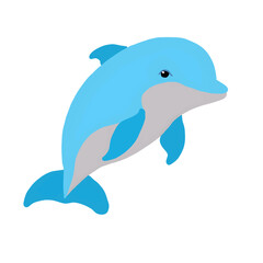 Cute dolphin isolated on white background. Vector illustration