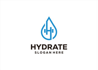 h logo design water concept