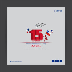 Vector illustration of Costa Rica Independence Day social media story feed template