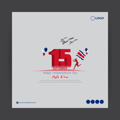 Vector illustration of Costa Rica Independence Day social media story feed template