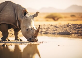 Obraz premium The black rhinoceros, black rhino or hook-lipped rhinoceros