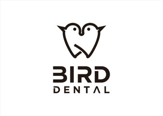 dental teeth and abstract bird logo design