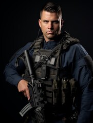 Fototapeta premium A dedicated SWAT officer equipped with complete armor.