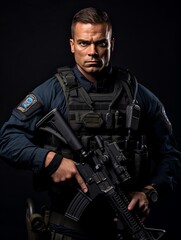 Fototapeta premium A dedicated SWAT officer equipped with complete armor.
