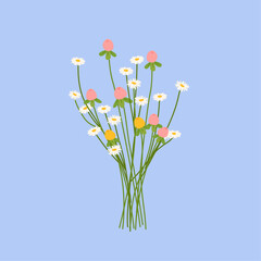Vector beautiful bouquet of flowers in a flat style illustration of colorful summer vector flowers
