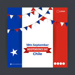 Fototapeta na wymiar Vector illustration of Chile Independence Day social media story feed template