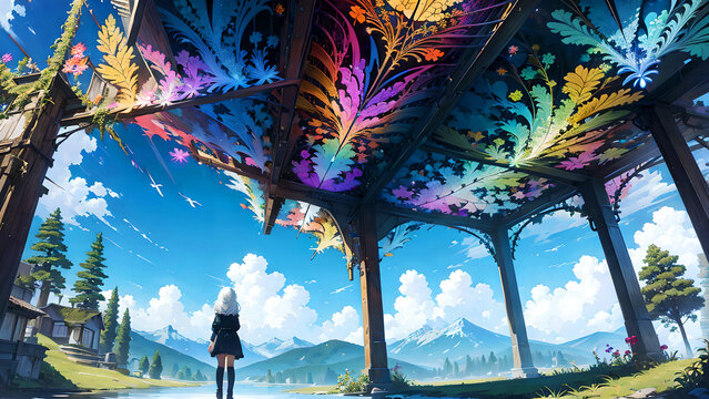 Cute anime girls and fractal wallpapers