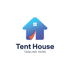 Abstract colorful gradient Home and tent logo icon design. Universal solid vector symbol sign logotype. Creative real estate logotype.