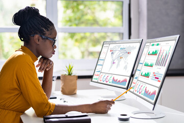 African American Woman Programmer. Girl Coding