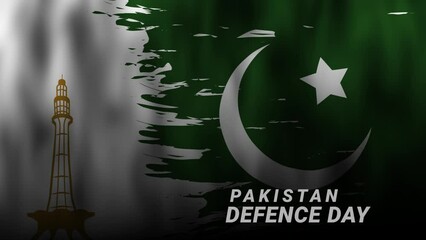 Pakistan defence day animation. 6th september video footage pakistan defence day with flag in the background