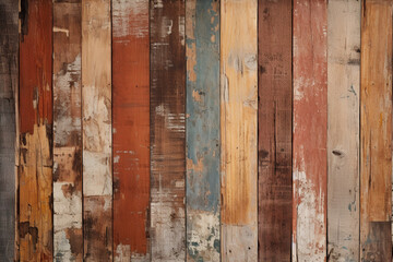 Rustic Beauty: Vintage Wooden Wall with Cracked Paint Texture