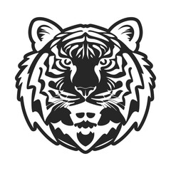 ?A simple logo that shows a regular tiger in black and white colors. Vector Illustration.