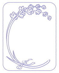 ラベンダーの花のスケッチ風、デザイン文字。「C」。ベクター素材。