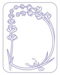 ラベンダーの花のスケッチ風、デザイン文字。「D」。ベクター素材。