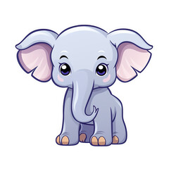 kawaii sticker, A cute Elephant stirring, designed with colorful contours and isolated