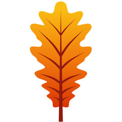 autumn oak leaf vector illustration. Simple fall season oak leaf icon with gradient color. Autumn graphic resource for icon, sign, symbol or decoration. Fall season leaf icon for design cozy and hygge