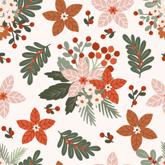 Warm Christmas patternsSeamless pattern, digital paper repeating background for fabric, wallpaper, wrapping paper and surface design