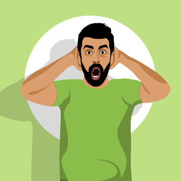 Man put his hand on his head in shock vector illustration