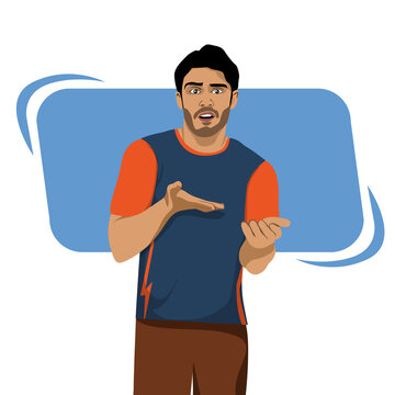 A curious and skeptical man vector illustration
