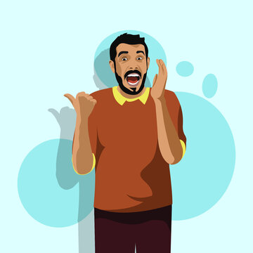 Whispering man signals with hands vector illustration