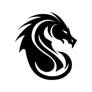 ﻿A logo that has a picture of a dragon, which looks clean and fashionable, using mostly black and white colors. Vector Illustration.
