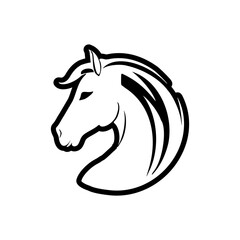 ﻿This is an easy picture of a horse that doesn't have lots of little parts. This is created using only black and white colors. Vector Illustration.