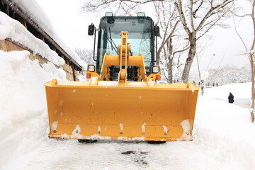 Snowplow Used in Shirakawa-go Village in Japan During Snowy Winter