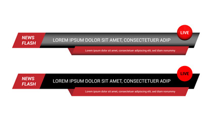 Lower third sport news red black color simple elegant style vector illustration.