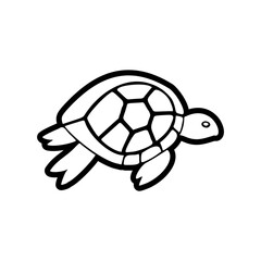 ﻿A simple black and white logo of a turtle that is easy to understand and not complicated. Vector Illustration.