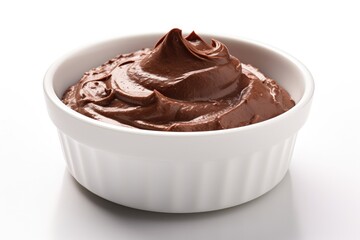 chocolate pudding on white background