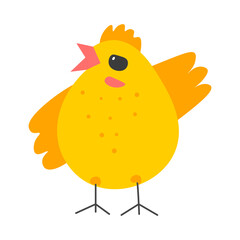 Small chicken, rooster with stretched wings vector