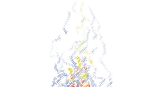 Animation of a cartoon bonfire or flame with smoke