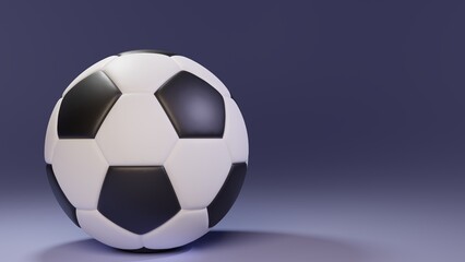 Fototapeta premium Cute 3d illustration of soccer ball against gradient blue background. Minimal concept. 3d illustration highly usable. Football, Champions league, sport.