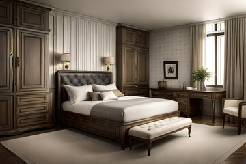 Fototapeta na wymiar Timeless vintage bedroom furniture for a classic interior