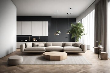 Fototapeta premium Capture the essence of minimalist design with a focus on furniture that exudes elegance and functionality hd