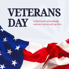 Composite of veterans day text over flag of usa on white background