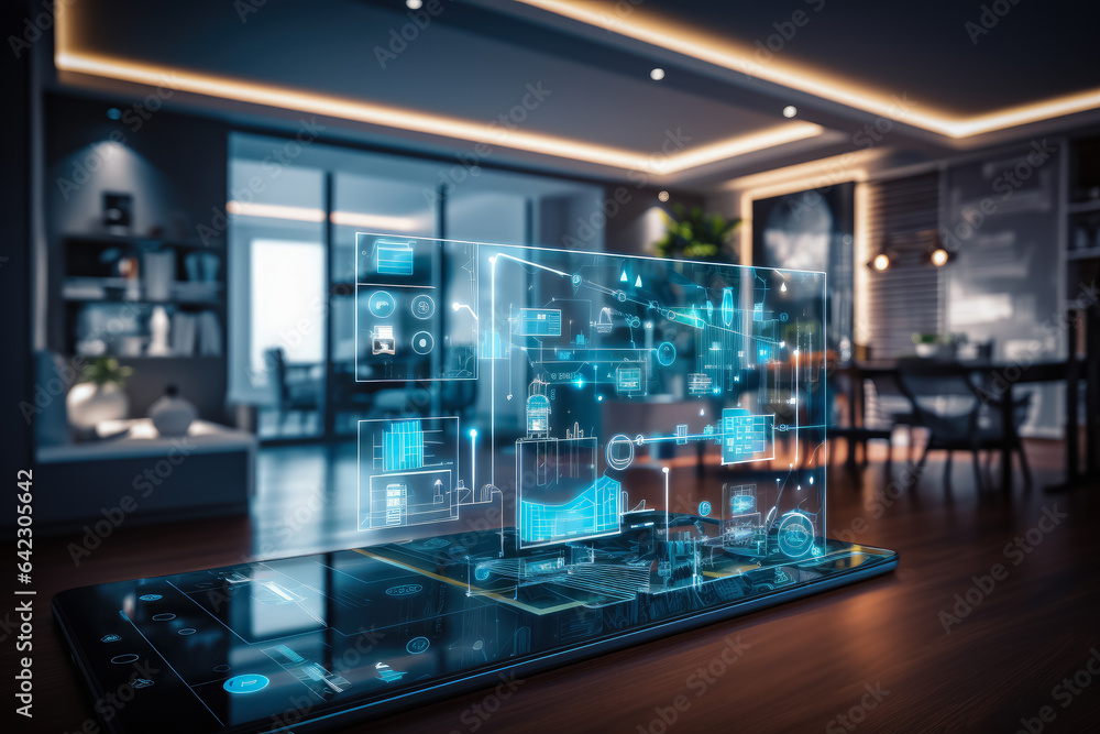 Poster the smart home is isolated background , modern smart home systems of smart building , created with g
