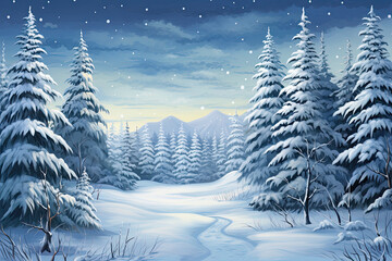 Illustration of a serene winter natural background.