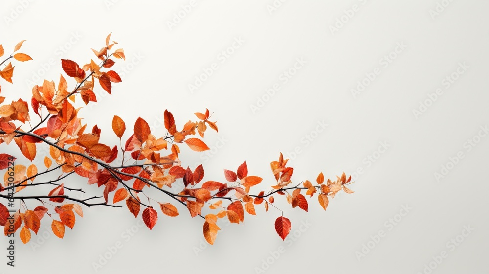 Poster a branch of a tree with red leaves on it's branches. generative ai
