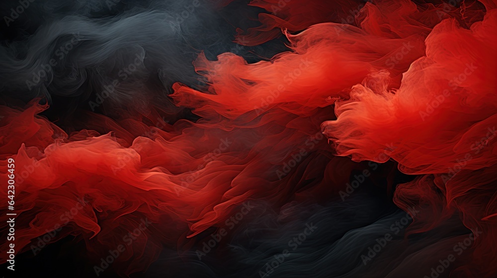 Aufkleber a red and black background with smoke in the middle of it. generative ai