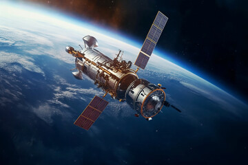 Space station in space. Elements of this image furnished by NASA.